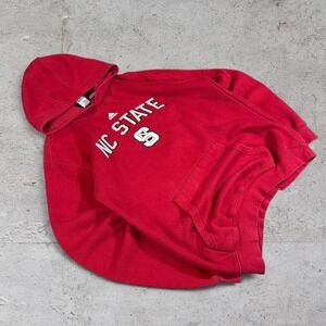 Vintage Adidas NC State Wolfpack Hoodie Mens M Red NCAA College Pullover Y2K